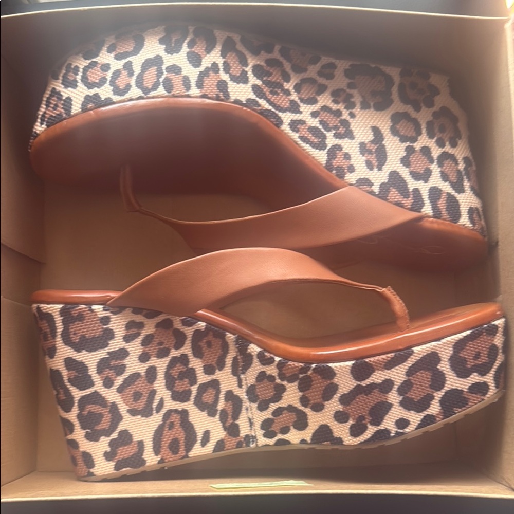 Leopard Print Wedge Sandals